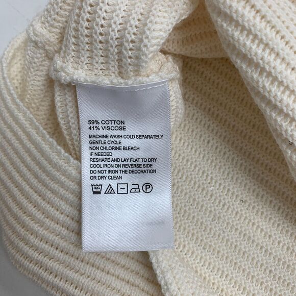 Tommy Bahama Blouse Womens S Ivory Ribbed Knit Sparkle Boat Neck Drop Shoulder - Picture 11 of 14
